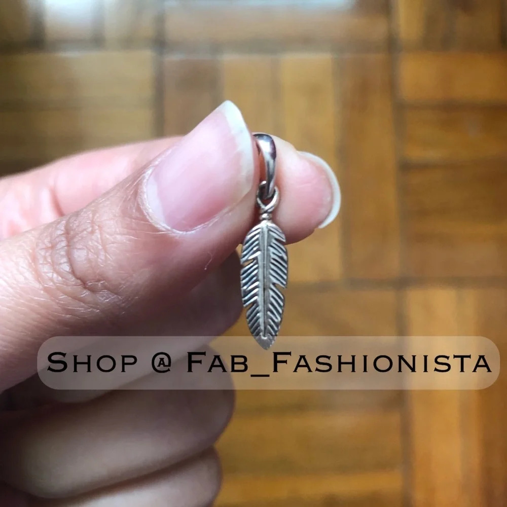 Pandora sterling silver feather pendent charm
